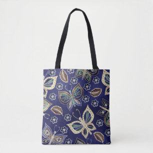 Bolso De Tela Espectacular patrón sin soldadura de mariposa azul