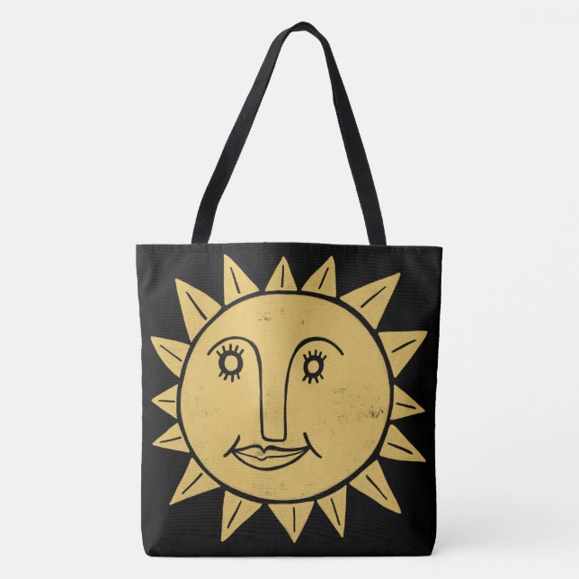 Bolso De Tela Espectacular Sunshine Black Gold Boho Pattern (Anverso)
