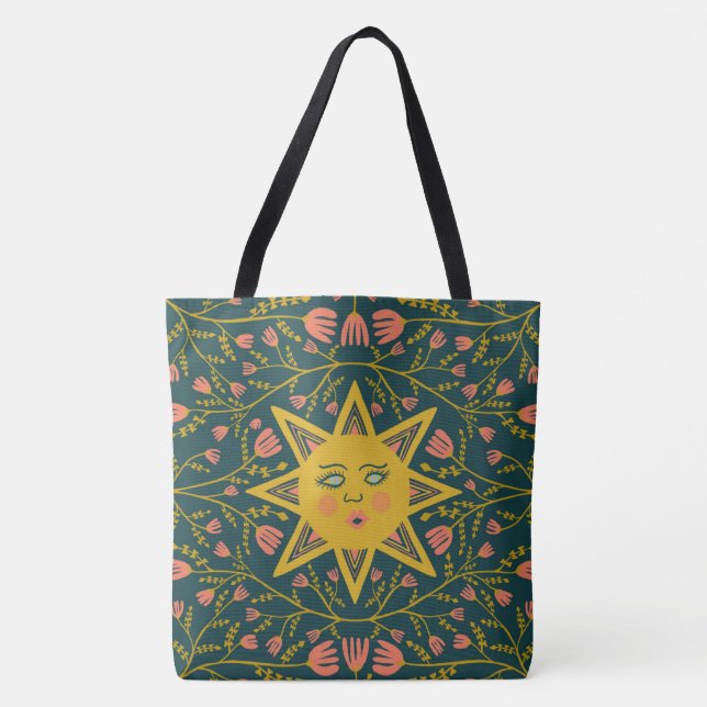 Bolso De Tela Espectacular Sunshine & Vines Boho Pattern (Anverso)