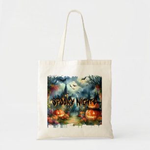 Bolso De Tela Espectacular y hermoso paisaje de Halloween acuare