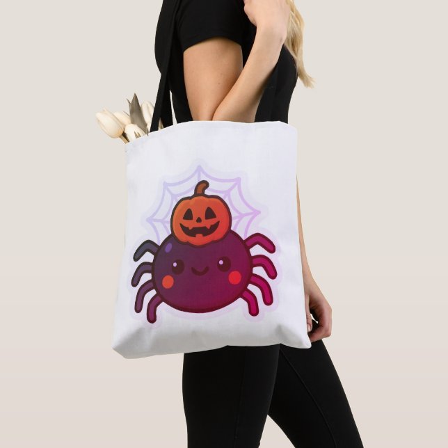 Bolso De Tela Espeluznante Araña de Halloween Kawaii (Detalle)