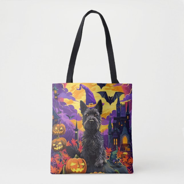 Bolso De Tela Espeluznante calabaza de bruja de Halloween (Anverso)