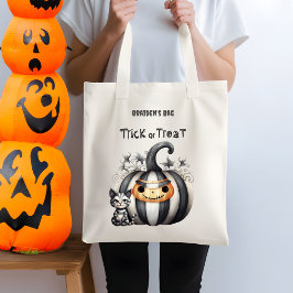 Bolso De Tela Espeluznante calabaza negra a rayas de Halloween