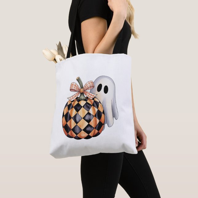 Bolso De Tela Espeluznante Camiseta Ghost Peek Halloween, Checke (Detalle)