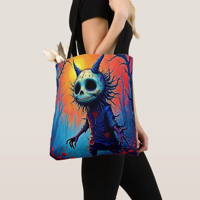 Bolso De Tela Espeluznante demonio en el diseño de Spooky Woods (Detalle)