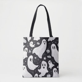 Bolso De Tela Espeluznante Fantasma Halloween Blanco Negro