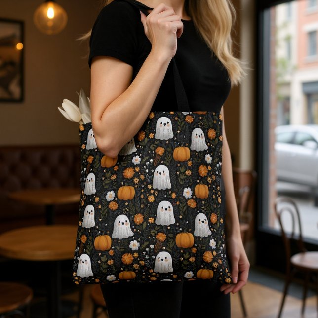 Bolso De Tela Espeluznante Fantasma Y Patrón De Calabaza Hallowe (Subido por el creador)