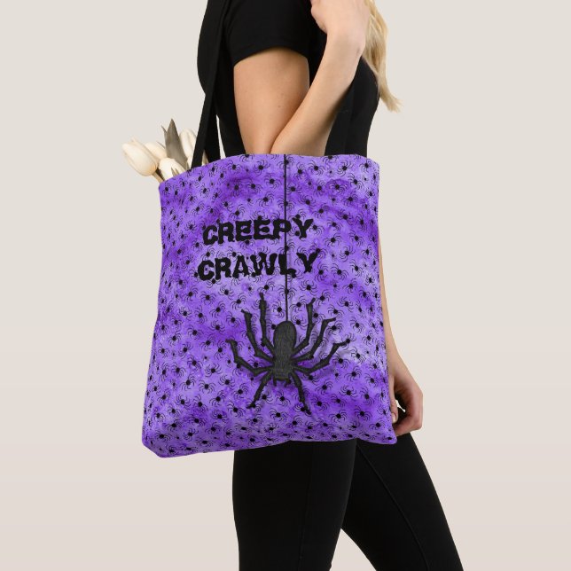 Bolso De Tela Espeluznante Halloween y Spider Purple (Detalle)