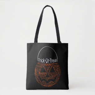Bolso De Tela Espeluznante Naranja de tipografía de calabaza de