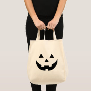 Bolso De Tela Espeluznante negro Jack o lantern face Halloween