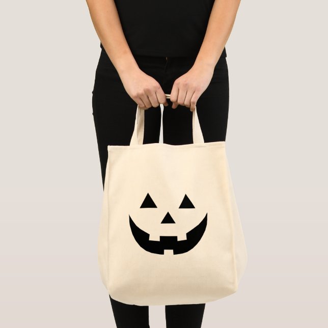 Bolso De Tela Espeluznante negro Jack o lantern face Halloween (Anverso (producto))