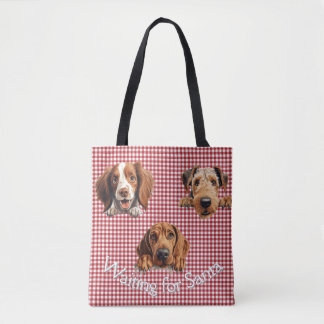 Bolso De Tela Esperando a Santa Dogs