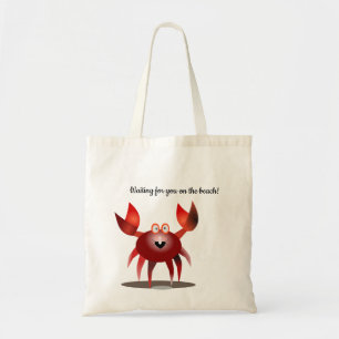 Bolso De Tela ¡Esperándote en la playa!   Cangrejo rojo picado