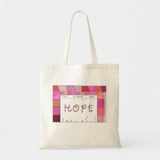Bolso De Tela Esperanza Palabra Arte con Doodles en tonos rosado