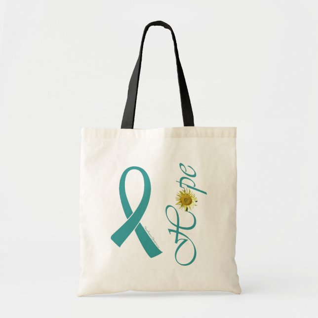 Bolso De Tela Esperanza verde azulada de la cinta (Frente)