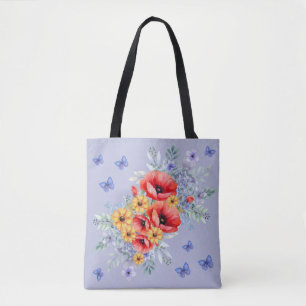 Bolso De Tela Espías rojas deliciosas, girasoles y mariposas
