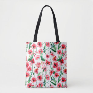 Bolso De Tela Espías rojas: ilustracion floral acuarela
