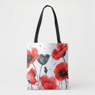 Bolso De Tela Espías rojas y negras vibrantes en acuarela