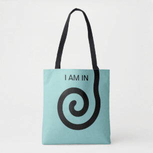 Bolso De Tela Espiral abstracta moderna sobre azul turquesa clar