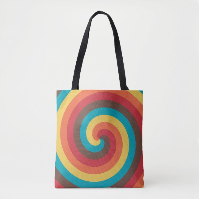 Bolso De Tela Espiral de ondas de colores (Anverso)