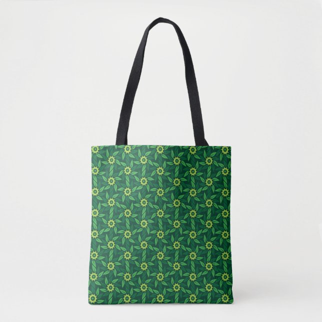 Bolso De Tela Espiral Floral Verde (Anverso)