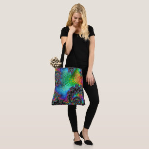 Bolso De Tela Espiral Fractal de Arcoíris Psicodélico Hippie Alu