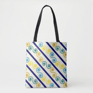 Bolso De Tela Espirales amarillas azules