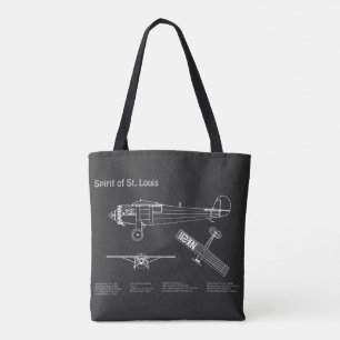 Bolso De Tela Espíritu de St. Louis - Planes de huella azul del 