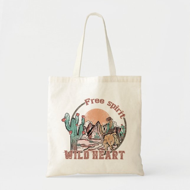 Bolso De Tela Espíritu libre, corazón salvaje (Frente)