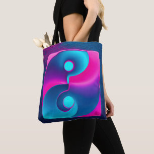 Bolso De Tela Espiritualidad radiante: Vibrante Yin Yang rosa y 
