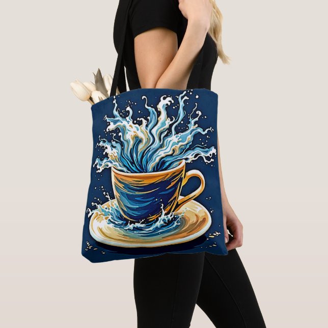 Bolso De Tela Esplash de café oceánico (Detalle)