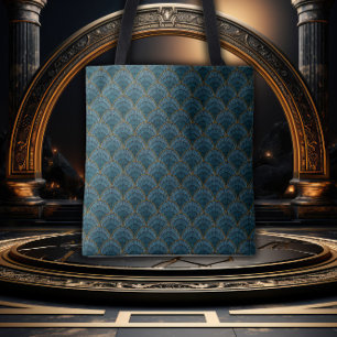 Bolso De Tela Esplendor Gatsby dorado y azul turquesa
