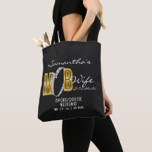 Bolso De Tela Esposa de la mafia y cócteles Bach de soltera negr