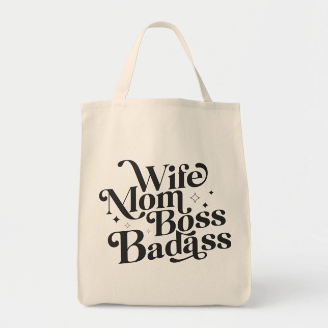 Bolso De Tela Esposa mamá Jefe Badass Funny Día de la Madre Sarc (Frente)