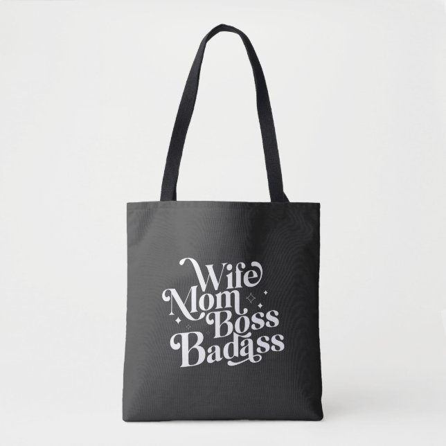 Bolso De Tela Esposa mamá Jefe Badass Funny Día de la Madre Sarc (Anverso)