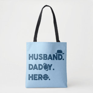 Bolso De Tela Esposo.Papá. Héroe. Gráfico retro