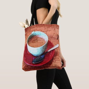 Bolso De Tela Espresso Cup y Spoon Word Cloud