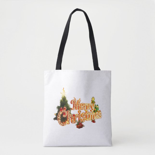 Bolso De Tela Espuma de Navidades dorados - Árbol festivo (Anverso)