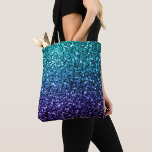 Bolso De Tela Espuma de purpurina azul Ombre azul Aqua