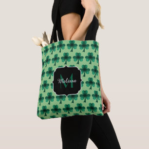 Bolso De Tela Espuma verde esmeralda Shamrock St Patrick Monogra
