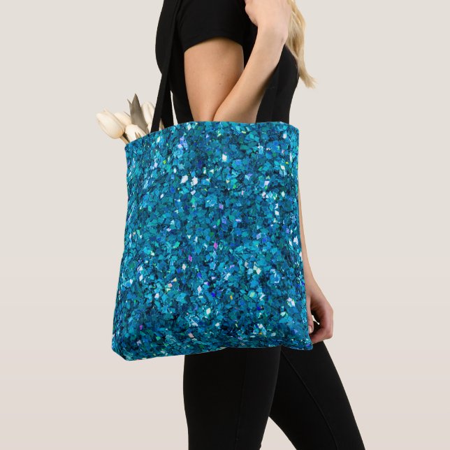 Bolso De Tela Espumoso azul turquesa (Detalle)