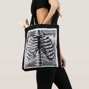 Bolso De Tela Esqueleto Antiguo Huesos Torso Cuerpo Halloween