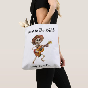 Bolso De Tela Esqueleto con un Gorra tocando una guitarra en Hal