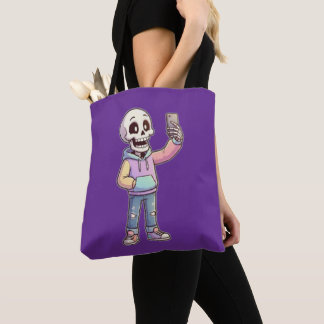 Bolso De Tela Esqueleto de dibujos animados lindo selfie - Tende