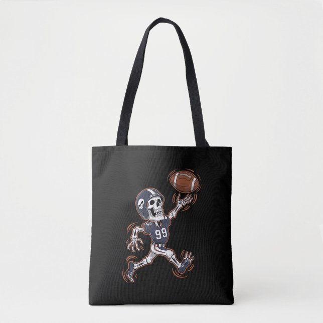 Bolso De Tela Esqueleto de fútbol americano de Halloween (Anverso)
