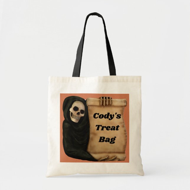 Bolso De Tela Esqueleto de Halloween (Frente)
