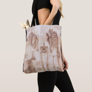 Bolso De Tela Esqueleto de huesos de anatomía humana de Leonardo