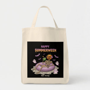Bolso De Tela Esqueleto Divertido de Calabaza Espeluznante en Ve