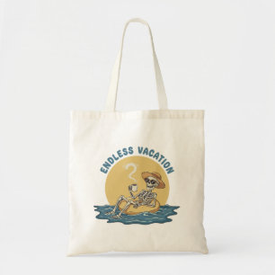 Bolso De Tela Esqueleto Divertido "Vacaciones sin Fin" Humor Osc