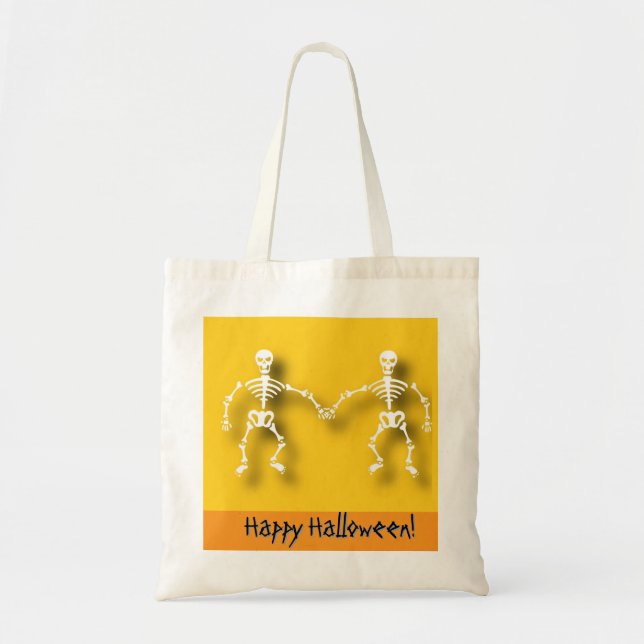 Bolso De Tela Esqueleto editable Halloween  (Frente)